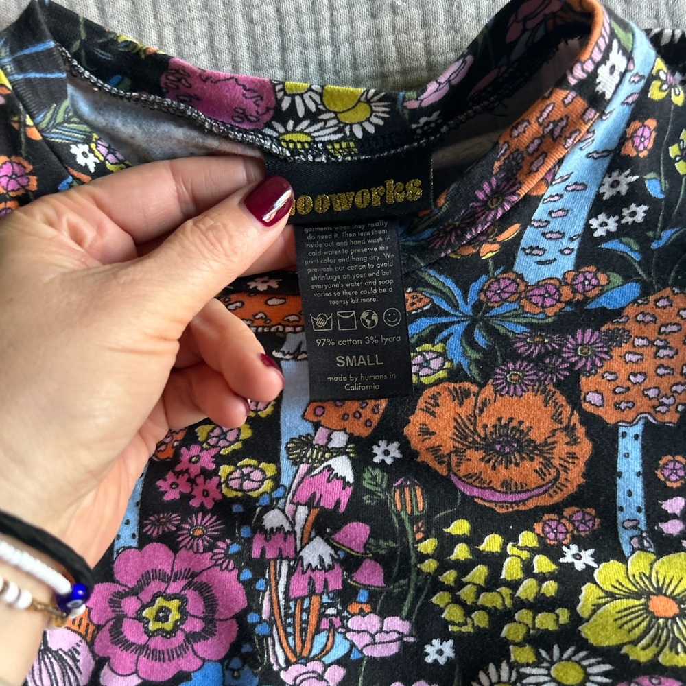 Nooworks puff sleeve top in magical mushroom - Picture 3 of 3